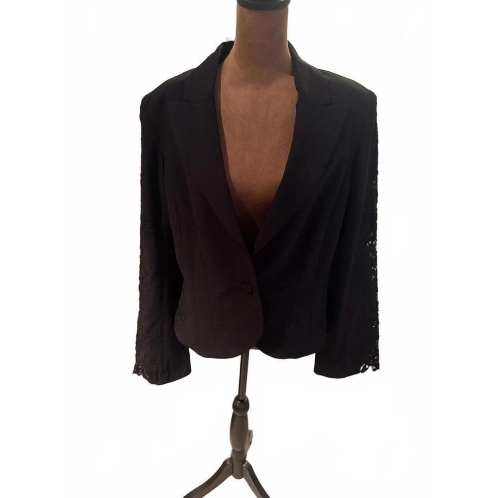 NWT Vintage Deadstock Cache Black Women's Blazer with Lace Sleeve DetailS SZ 12